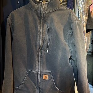 Carhartt Black High-Collar, Sherpa Lined Duck Coat